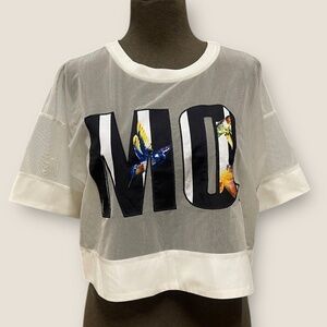 Luxe Mo&Co Oversized Cropped Sheer Tee